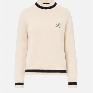 ICEBERG Regular Fit Ivory Mock Sweater with Contrast Stripe