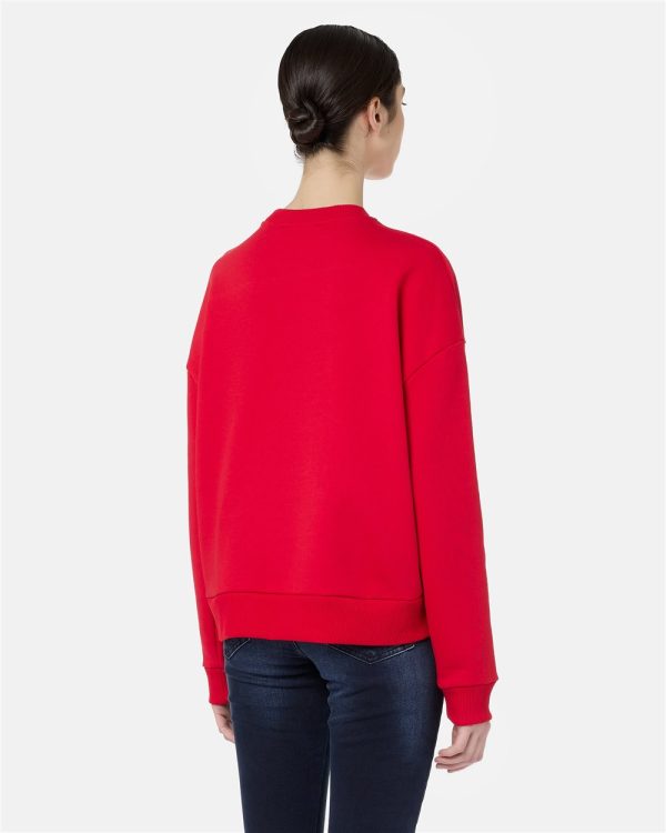 ICEBERG Red crewneck sweater in fleece with tonal vintage logo - Image 2