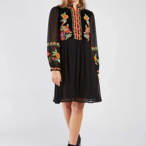 René-Derhy ELIETTE embroidered short dress