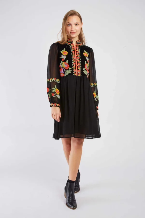 René-Derhy ELIETTE embroidered short dress