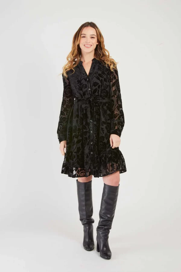 René-Derhy ELOUANE short velvet-effect dress
