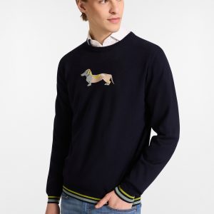 Harmont & Blaine Wool Pullover with Embroidered Dachshund