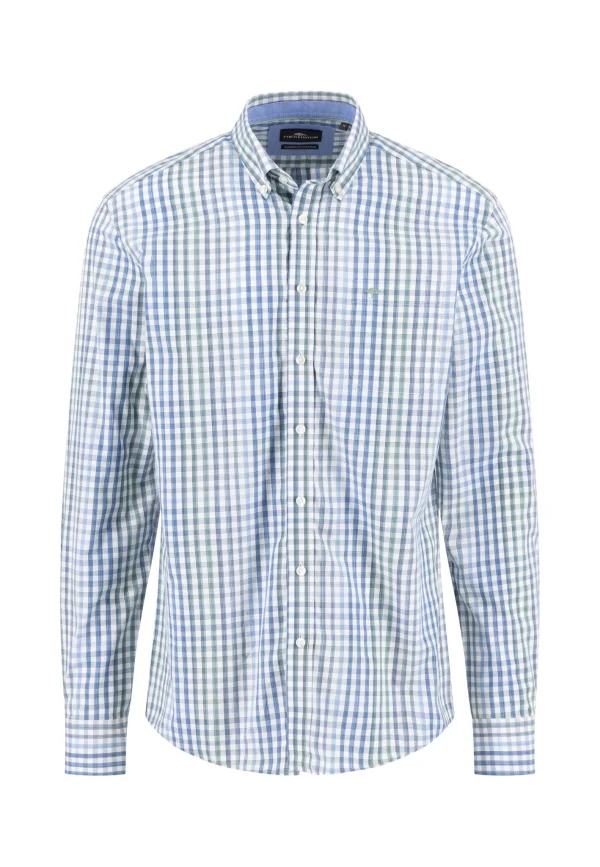 FYNCH-HATTON Cotton gingham shirt with button-down collar
