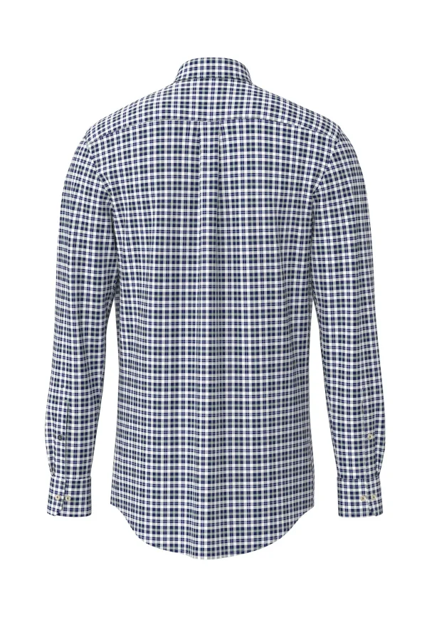FYNCH-HATTON Cotton Oxford shirt with a fine check pattern and button-down collar - Image 2