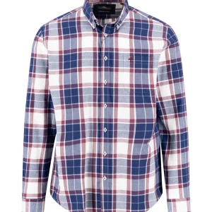 FYNCH-HATTON Cotton shirt with multicolored check pattern and button-down collar