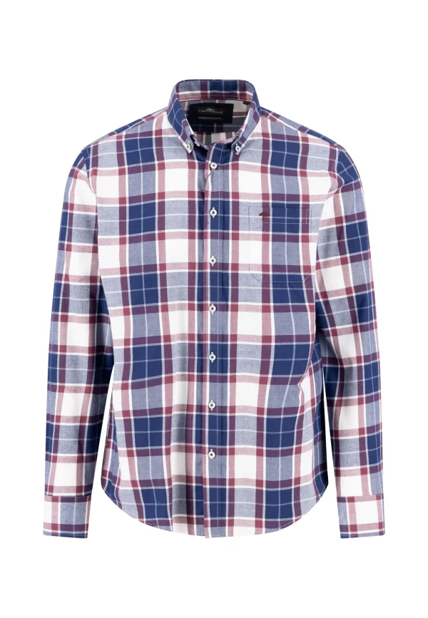 FYNCH-HATTON Cotton shirt with multicolored check pattern and button-down collar