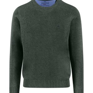 FYNCH-HATTON Fine-knit cotton sweater with round neck