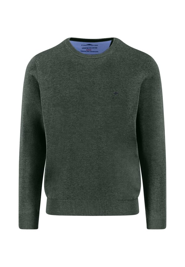 FYNCH-HATTON Fine-knit cotton sweater with round neck