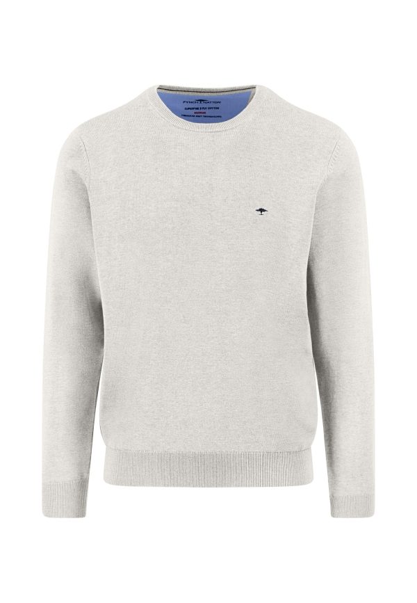 FYNCH-HATTON Fine-knit cotton sweater with round neck