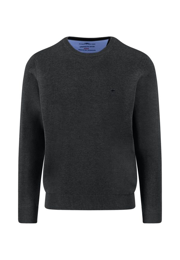 FYNCH-HATTON Fine-knit cotton sweater with round neck