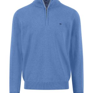 FYNCH-HATTON Cotton sweater with zip and stand-up collar