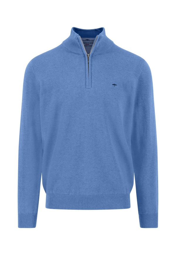 FYNCH-HATTON Cotton sweater with zip and stand-up collar