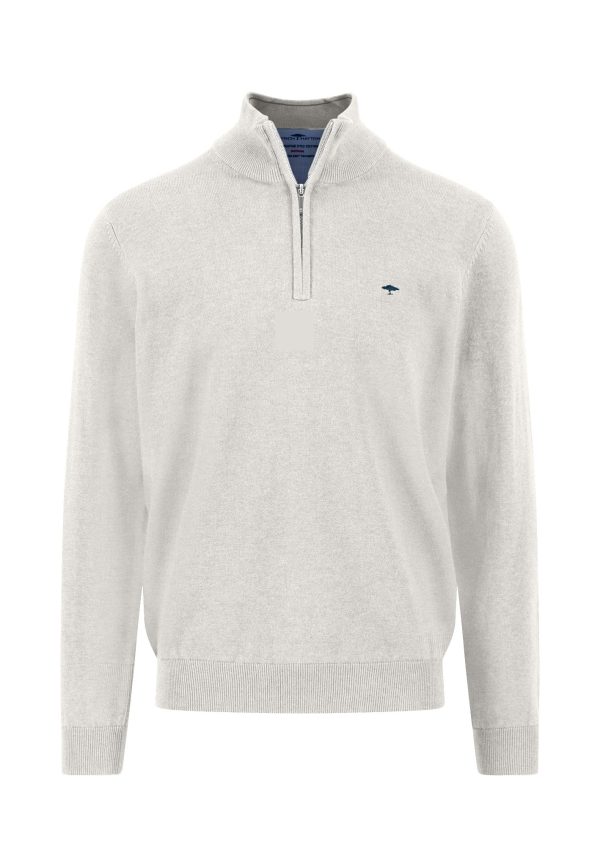 FYNCH-HATTON Cotton sweater with zip and stand-up collar