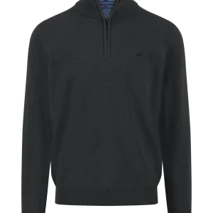 FYNCH-HATTON Cotton sweater with zip and stand-up collar