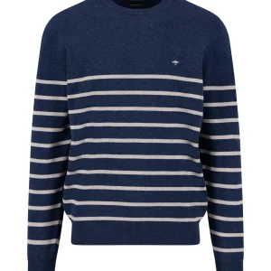 FYNCH-HATTON Cotton sweater with striped pattern and round neck