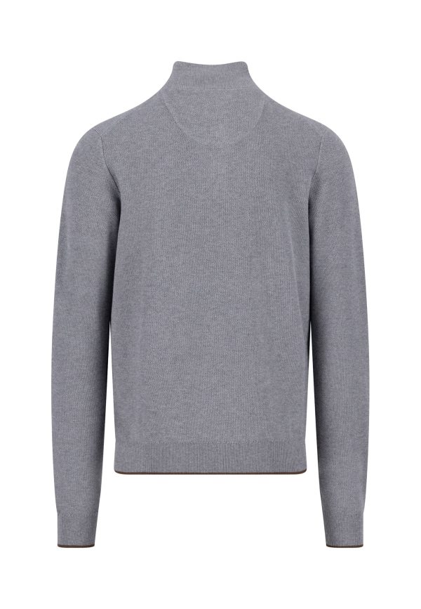 FYNCH-HATTON Cotton sweater with button placket and stand-up collar - Image 2