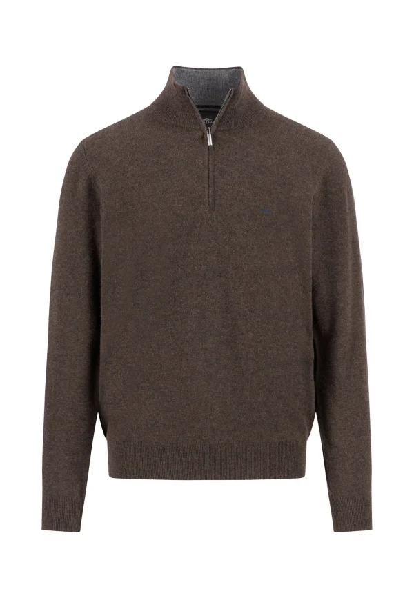 FYNCH-HATTON Merino cashmere pullover with zip