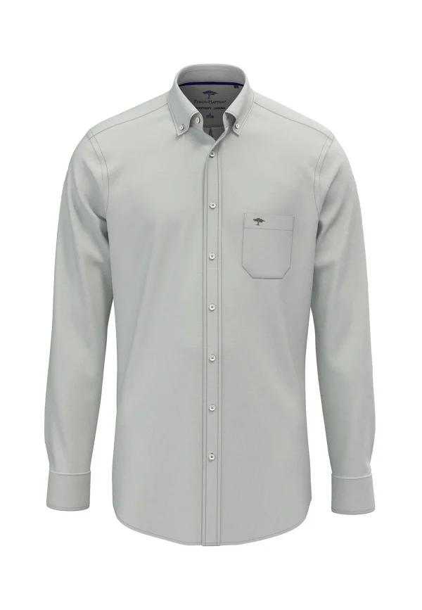 FYNCH-HATTON Cotton Oxford shirt with breast pocket and button-down collar