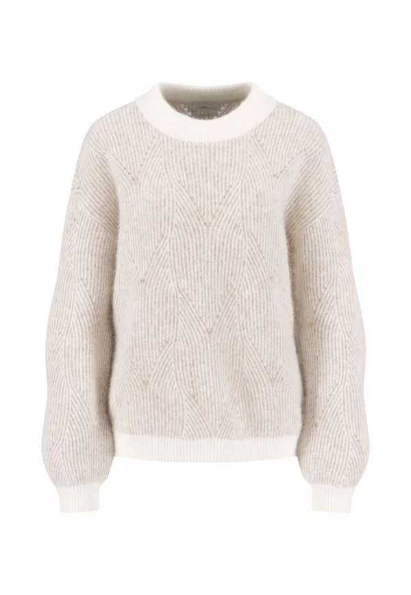 FYNCH-HATTON Knitted sweater with a textured pattern in an alpaca wool mix and contrasting cuffs