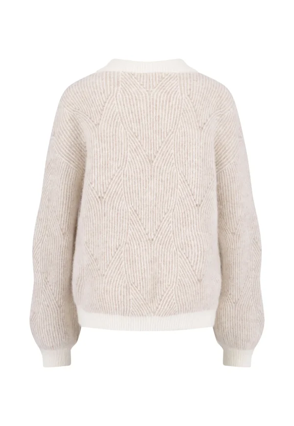 FYNCH-HATTON Knitted sweater with a textured pattern in an alpaca wool mix and contrasting cuffs - Image 2