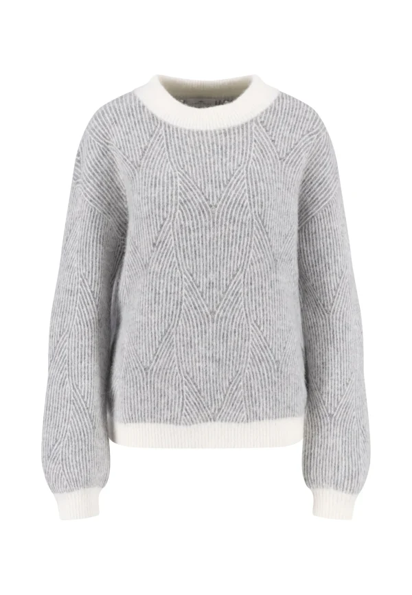 FYNCH-HATTON Knitted sweater with a textured pattern in an alpaca wool mix and contrasting cuffs