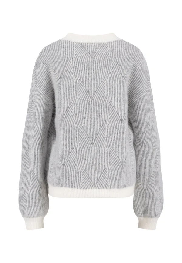 FYNCH-HATTON Knitted sweater with a textured pattern in an alpaca wool mix and contrasting cuffs - Image 2
