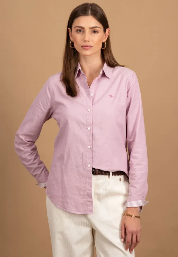 FYNCH-HATTON Cotton blouse with shirt collar and button placket