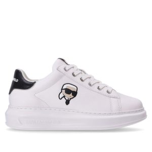 KARL LAGERFELD Women's White Leather NFT Lo Lace Sneakers