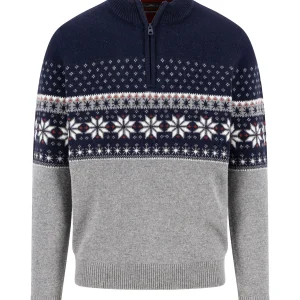 FYNCH-HATTON Pure wool sweater with Norwegian pattern and turtleneck collar