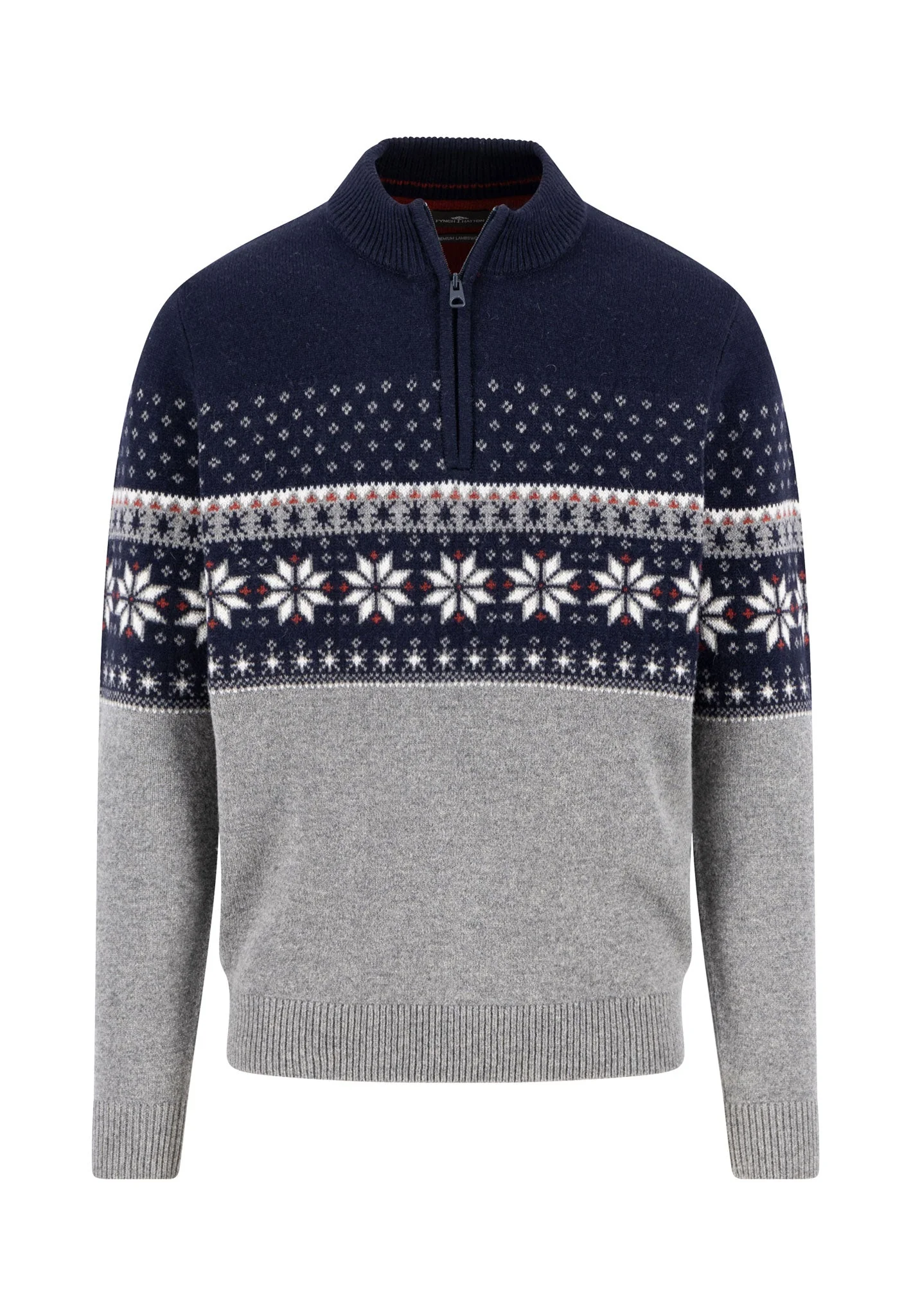FYNCH-HATTON Pure wool sweater with Norwegian pattern and turtleneck collar