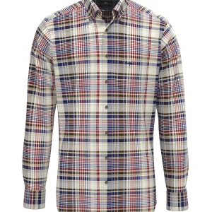 FYNCH-HATTON Cotton shirt with a checked pattern and button-down collar