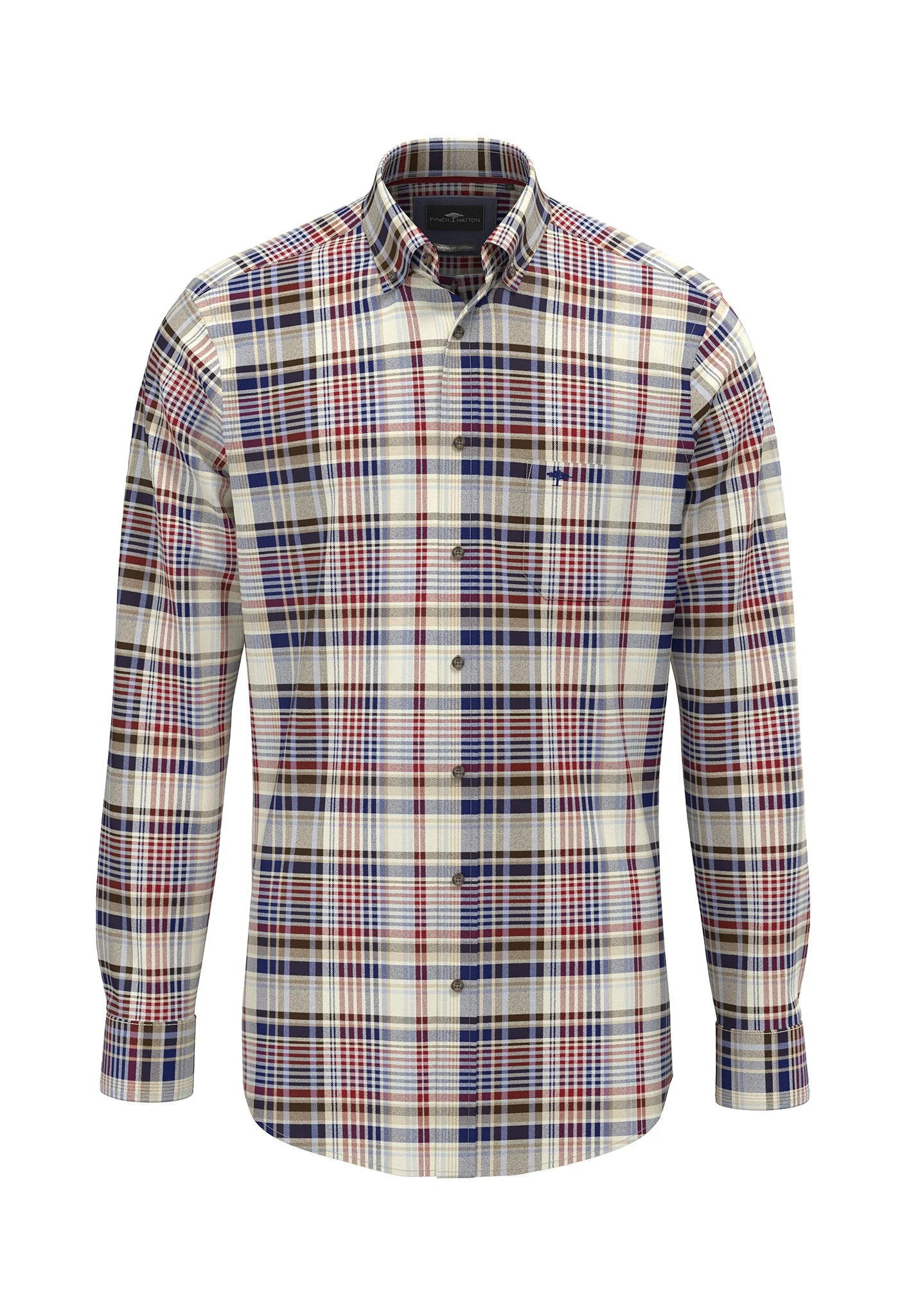 FYNCH-HATTON Cotton shirt with a checked pattern and button-down collar