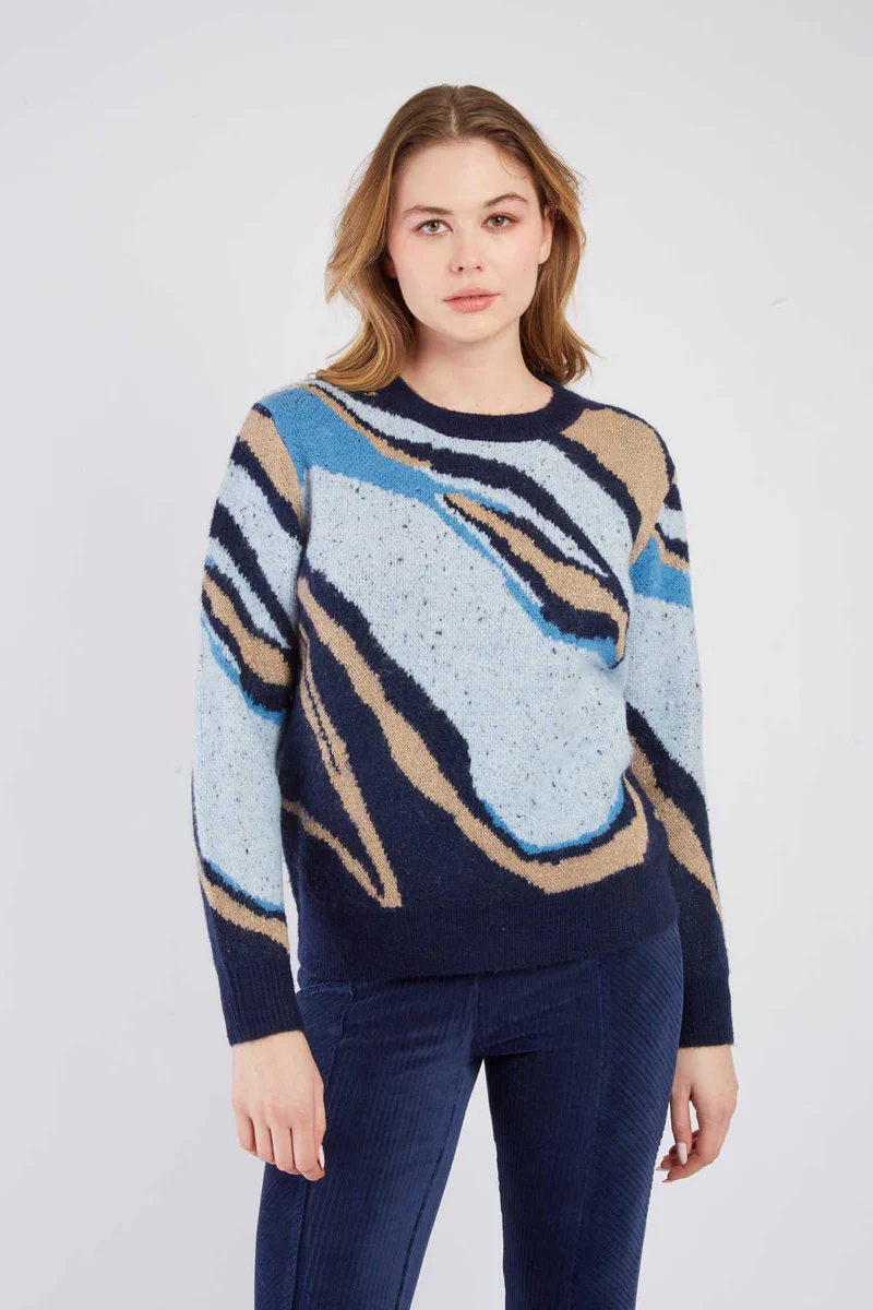 René-Derhy AIKO abstract pattern jacquard sweater
