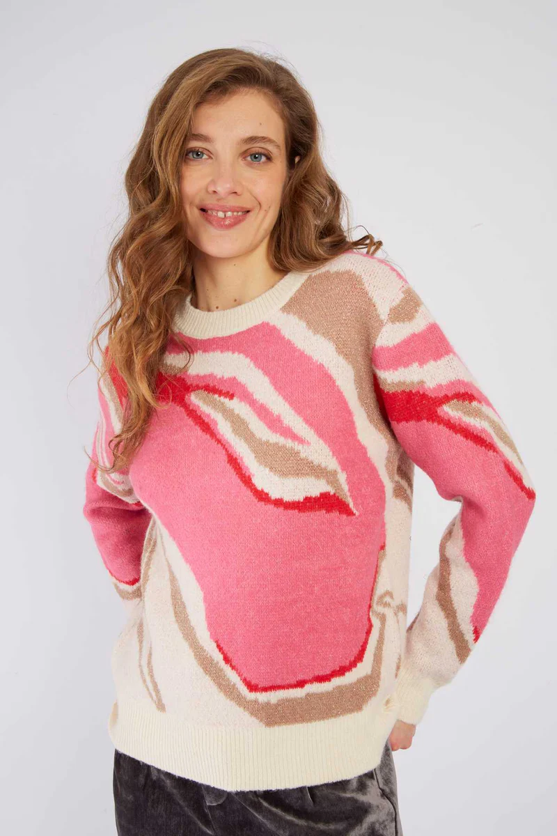 René-Derhy AIKO abstract pattern jacquard sweater