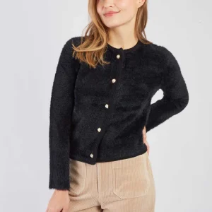 René-Derhy BASTIA plain fuzzy knit vest