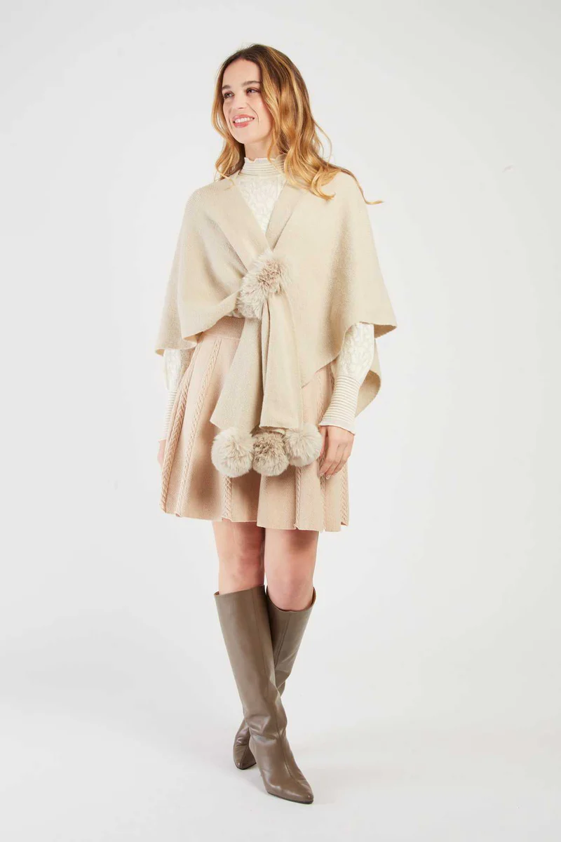 René-Derhy LIV Plain Knit Poncho