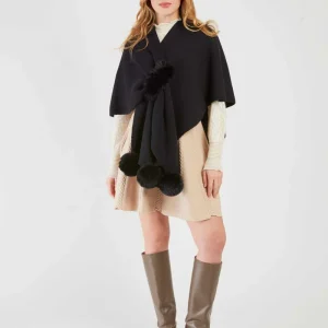 René-Derhy LIV Plain Knit Poncho