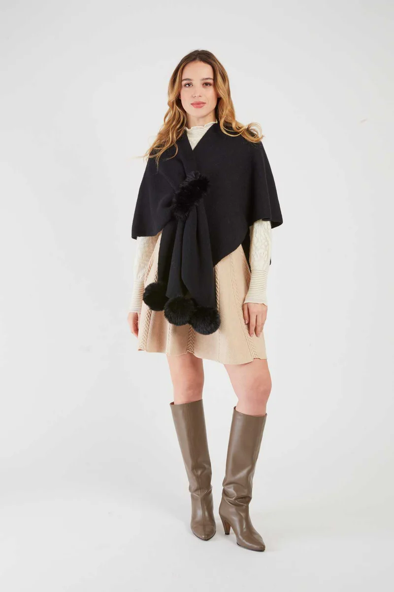 René-Derhy LIV Plain Knit Poncho