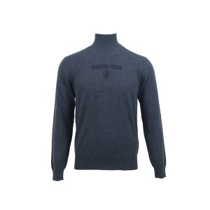 ICEBERG Black turtleneck in plain knit with tonal Iceberg logo