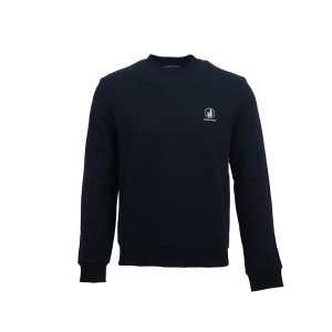 ICEBERG Regular fit crew neck sweater in ivory cotton diagonal fleece with IJ logo print on the heart